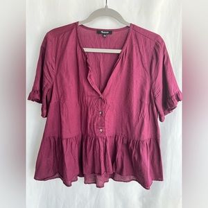 Madewell Plum V-Neck Short-Sleeved Top